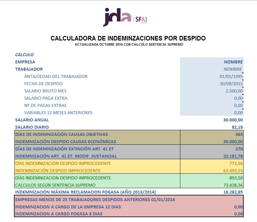 Calculadora de indemnizaciones por despido